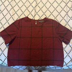 Banana Republic Wine Red Plaid Top